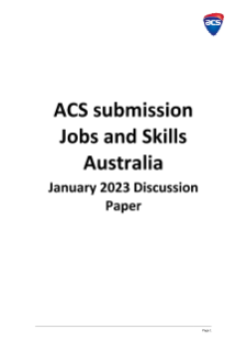 ACS submission on Jobs and Skills Australia Discussion Paper January 2023