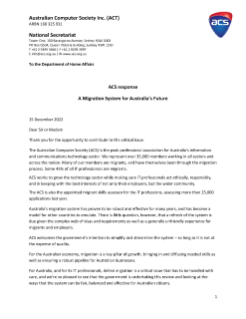 ACS response to A Migration System for Australia's Future